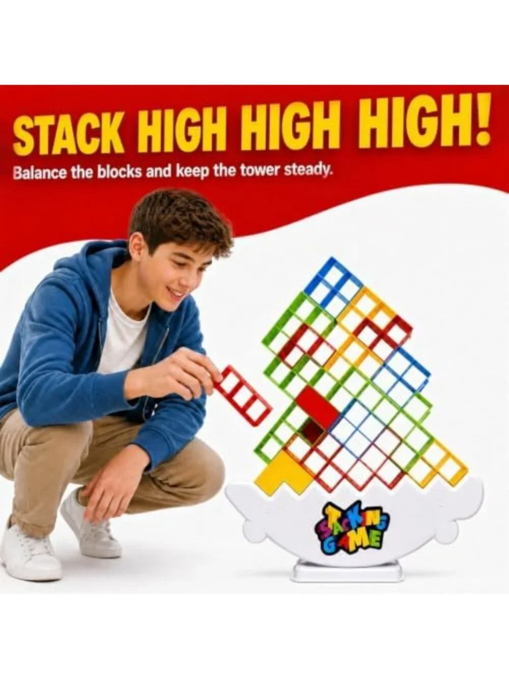 48PCS Giant Stacking Game for Adults & Kids - Fun Balance Tower Toy for Parties